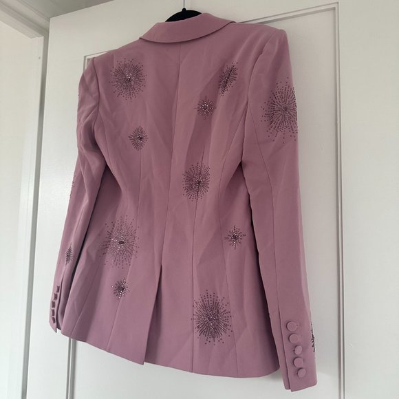 Cinq à Sept Cheyenne Crepe Blazer Jacket Staburst Rhinestone Embellishment Mauve - Picture 9 of 11